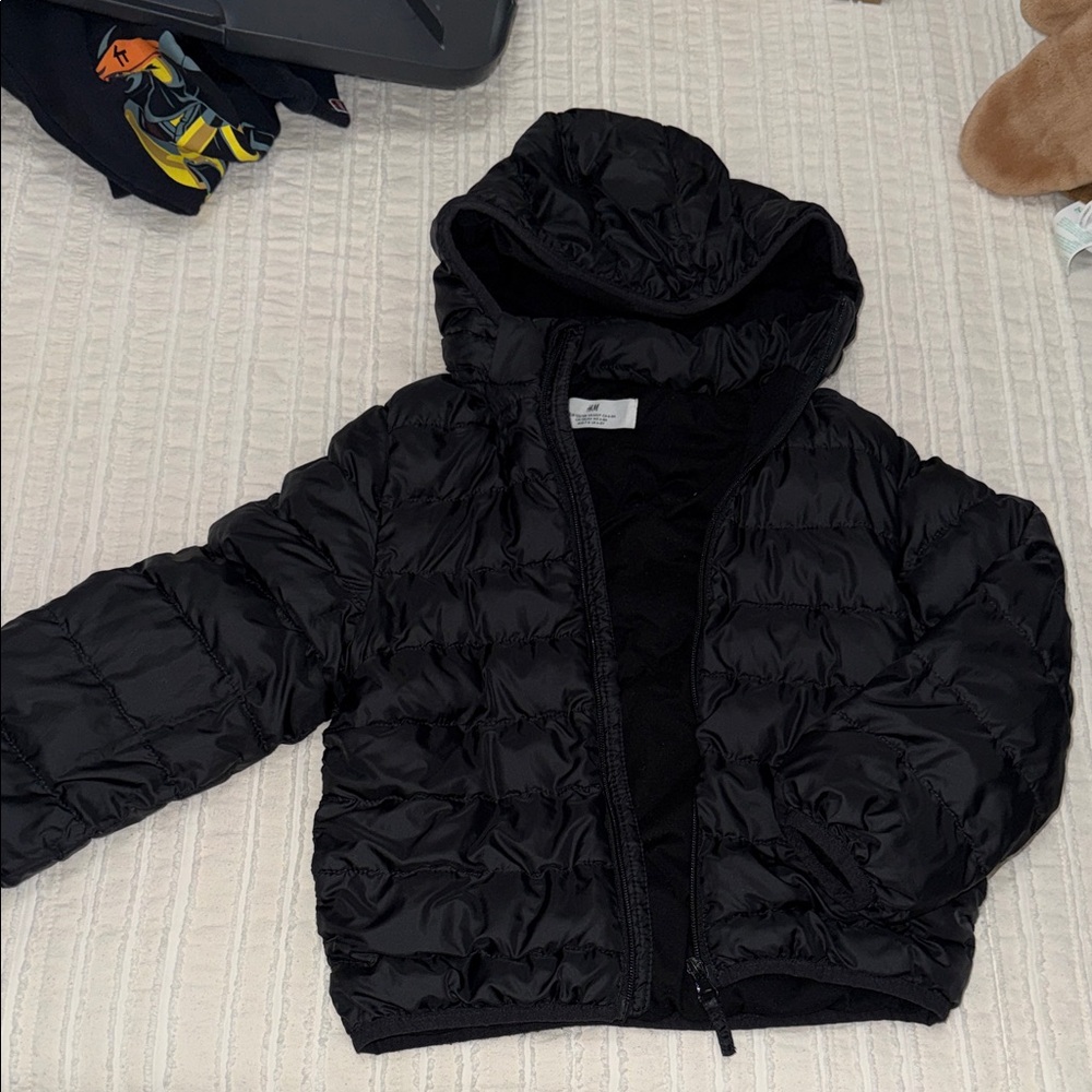 H&M Black Quilted Hooded Kids Jacket
